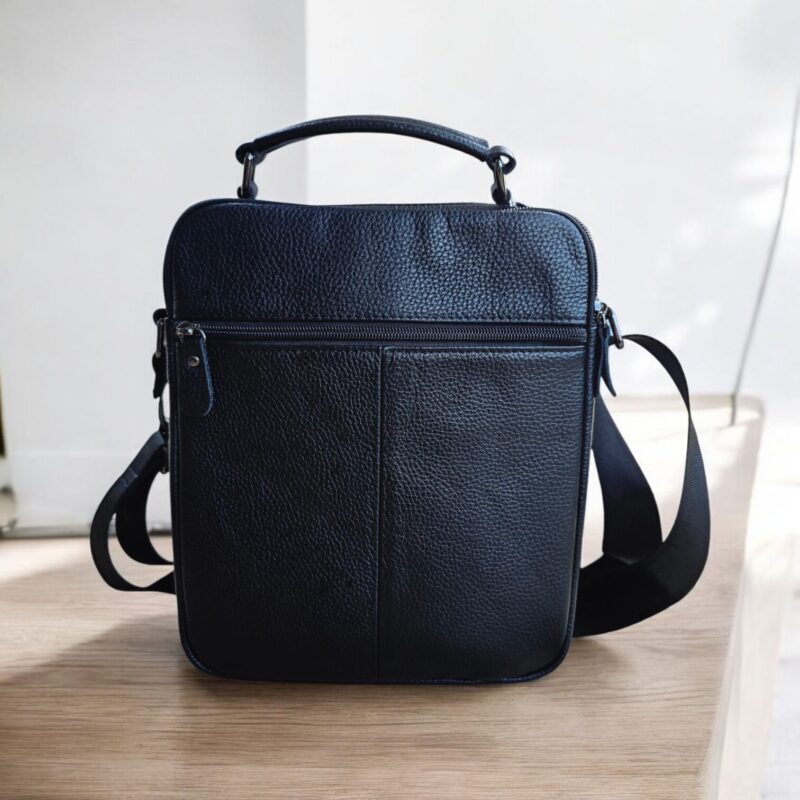 Genuine Leather Unisex Bag (Black) - Image 3